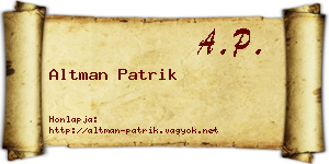 Altman Patrik névjegykártya